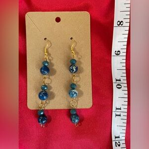 Jasper beaded dangle earrings